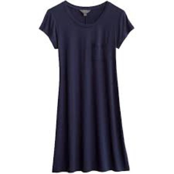 Market & Spruce Navy Short Sleeve Pocket T-Shirt Dress | Size M - Picture 2 of 9